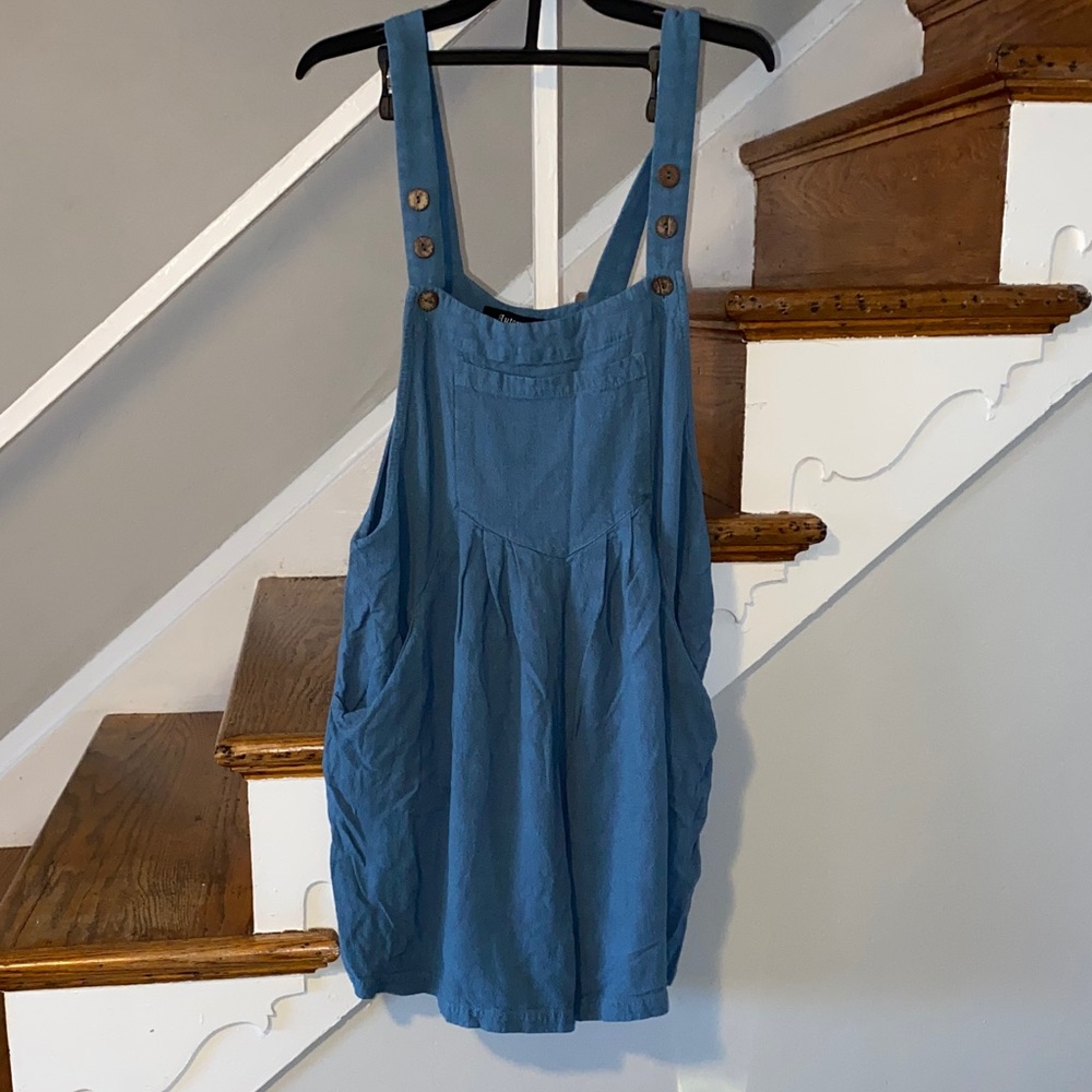 Blue Jumpsuit Brown Buttons size XL